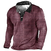 tanie Męska koszulka polo w stylu vintage-Męskie Plemienny Koszulki polo Koszula golfowa Długi rękaw Koszulki polo Koszule z kołnierzykiem Zabytkowe Codzienny Ubrania wakacyjne Ubrania festiwalowe Stroje na imprezę Druk 3D Guziki Granatowy