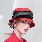 お買い得  パーティーハット-ビンテージ スタイルのエレガントな 100% ウール / フェザー付きフランネル帽子 / トリム 1pc 特別な行事 / 休日のかぶと