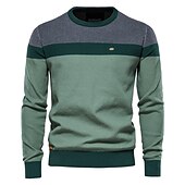 preiswerte Herrenpullover-Herren Pullover Gerippt Stricken Strick Farbblock Rundhalsausschnitt warm halten Moderne zeitgenössische Geschäft Freizeitskleidung Bekleidung Herbst Winter Dunkelmarine Braun M L XL