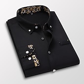 voordelige Overhemden met knopen voor heren-Voor heren Overhemd Grafisch Grafische prints Opstaande boord Zwart Wit Rood Marine Blauw blauw Werk Dagelijks Lange mouw Button-omlaag Kleding Streetwear Eenvoudig Casual Strakke pasvorm