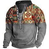 abordables Sudaderas 3D para hombre-Hombre Estampados Sudadera Pull-over Manga Larga Camisa de entrenamiento Escote en Pico Vintage Design Básico Impresión 3D Casual Ropa de calle Estampado Primavera Otoño Invierno