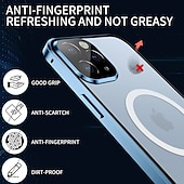 abordables Coques iPhone-téléphone Coque Pour iPhone 14 Pro Max Plus iPhone 13 12 11 Pro Max Adsorption Magnétique Avec Magsafe Double Face Antichoc Verre Trempé Métal
