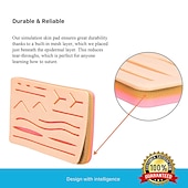 economico Forniture per ufficio-kit completo per la pratica della sutura per l&#039;addestramento alla sutura, incluso un grande tampone di sutura in silicone con ferite pretagliate e kit di strumenti di sutura