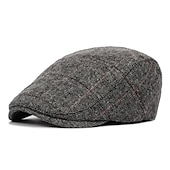 billiga Huvudbonader för herrar-Herr Platt mössa Tweed Keps Svart Kaffe Bomull Pärlor Splitsa Enkel Elegant och modernt Retro Gata Vardag Helgen Rand Bärbar Komfort Mode