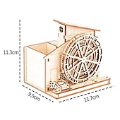 billiga Pussel-handgjorda handgjorda trämonterade vattenhjul pennhållare modell trä 3d tredimensionellt pussel pedagogisk leksak barngåva-vattenhjul 95 x 117 x 113 mm