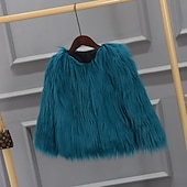 abordables Vestes et manteaux pour filles-Manteau en fausse fourrure Bébé Fille Couleur unie Actif Ecole Polyester Manteau Vêtements d&#039;extérieur 7-13 ans Hiver Biège