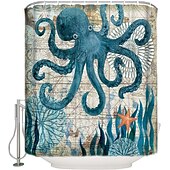 levne Sprchové závěsy-Závěs do sprchy s háčky 180cm*180cm(70&quot;*70&quot;) polyester pratelný voděodolný vzor oceánské krajiny