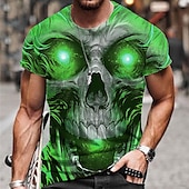 preiswerte Schädel &amp; Knochen-Herren Unisex Totenkopf Motiv Grafik-Drucke T Shirt Halloween-Shirt Kurzarm T-Shirt 3D-Druck Rundhalsausschnitt Hemd Sport Designer Brautkleider schlicht Outdoor Strasse Täglich Gelb Rosa Blau Sommer