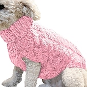ieftine Pulovere-pulovere pentru câini mici nmch pulover tricotat pentru animale de companie, hanorac cald pentru câini, haine de iarnă pentru câini, pisicuțe, pulover cu gât țestoasă (albastru, l)