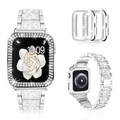 cheap Apple Watch Bands-[1+2Pack] Jewelry Bracelet Compatible with Apple Watch band 38mm 40mm 41mm 42mm 44mm 45mm 49mm with Case Bling Diamond Rhinestone Strap Replacement Wristband for iwatch Series Ultra 8 7 6 5 4 3 2 1 SE