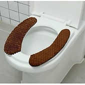 abordables Accessoires pour salle de bains-épais rembourré siège de toilette couverture tapis chaud en peluche siège de toilette coussin antidérapant doux coussin de toilette lavable siège de toilette tapis chauffant avec ruban auto-adhésif