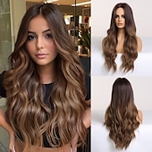 cheap Synthetic Trendy Wigs-Barbiecore Movie Wigs Blonde Highlight Wigs for Women 26 Inch Long Curly Synthetic Wigs Middle Part Blonde Highlights Hair Wigs Loose Wavy Wigs Heat Resistant