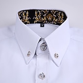 voordelige Overhemden met knopen voor heren-Voor heren Overhemd Grafisch Grafische prints Opstaande boord Zwart Wit Rood Marine Blauw blauw Werk Dagelijks Lange mouw Button-omlaag Kleding Streetwear Eenvoudig Casual Strakke pasvorm