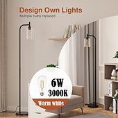 cheap Table&amp;Floor Lamp-LED Floor Lamp with Suspended Bubble Glass Shade and Unique LED Bulbs Suitable for Bedroom and Living Room Modern Vertical Industrial Lamp High Pole Lamp Suitable for Office