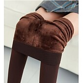 preiswerte Fleece gefütterte Leggings-Damen Fleecehosen Strumpfhosen Leggins Modisch In voller Länge Einfarbig Bauchkontrolle Kolbenheber Komfort elastisch Casual Schwarz Wein Marineblau Braun
