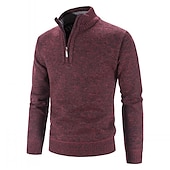 halpa miesten villapaita-Miesten Neulepusero Mekko villapaita Fleece villapaita Joustin Neuloa Normaali Kudottu Yhtenäinen väri Pystykaulus Pidä Lämmin Moderni nykyaikainen Työ Arki-asut Vaatetus 봄 &amp; Syksy Rubiini Sininen M