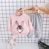 abordables Ensembles pour filles-Fille 3D Animal Bande dessinée Ensemble sweat à capuche et pantalon de survêtement Ensemble de Vêtements manche longue Automne Hiver Mode Décontractées Enfants 2-6 ans Vacances Standard