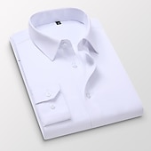 preiswerte Businesshemden für Herren-Herren Oberhemd Kragenhemd Knopfhemd Glatt Hochzeit Täglich Wein Schwarz Weiß Dunkelblau Langarm Kragen Bekleidung