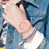 cheap Quartz Watches-SANDA  Womens Watches Casual Fashion Quartz Watch Waterproof Drop Resistant HD Digital Scale Display Women Clock 6056
