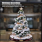 billiga Klistermärke-jul fönster klistermärken träd vinter girlander fönster klistermärken heminredning kristall träd jultomten snögubbe roterande skulptur dekorationer avtagbar pasta