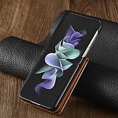 お買い得  サムスン用ケース-電話 ケース 用途 サムスンのギャラクシー Zフリップ7 Z Flip 5 Z Flip 4 Z Flip 3 バックカバー バンパーフレーム 耐埃 カードホルダースロット ソリッド PUレザー