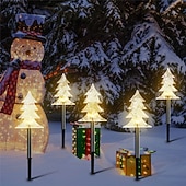 abordables luces navideñas al aire libre-Luces de camino de copos de nieve de Navidad decoraciones exteriores luces paisajísticas solares a prueba de agua LED lámpara en forma de copo de nieve de Navidad para decoración de hogar fiesta