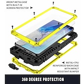 cheap Samsung Cases-Phone Case For Samsung Galaxy S23 S22 S21 S20 Plus Ultra Note 20 Ultra A32 Full Body Case with Stand Holder Dustproof Military Grade Protection Solid Colored Armor Tempered Glass Metal Aluminium