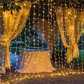abordables Guirlandes lumineuses à brancher-Guirlande lumineuse à LED pour rideau de fenêtre de réception de fête de mariage élégante 3x3m&amp;amp;Guirlande lumineuse de Noël en forme d&#039;étoile scintillante, 6 x 3 m, 600 LED, pour la maison, le
