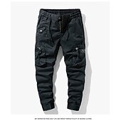 billiga Cargobyxor-Herr Militärbyxor Cargo byxor Långbyxor Arbetsbyxor Snörning Elastisk midja Flera fickor Slät Komfort Andningsfunktion Ledigt Dagligen Streetwear 100 % bomull Sport Mode Svart Grön Microelastisk