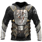 Men's Graphic Prints Armor Viking Hoodie Hoodies Sweatshirt Streetwear Designer Long Sleeve Hooded Daily Sports Black Print Spring &  Fall Designer4