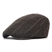 billiga Huvudbonader för herrar-Herr Platt mössa Tweed Keps Svart Kaffe Bomull Pärlor Splitsa Enkel Elegant och modernt Retro Gata Vardag Helgen Rand Bärbar Komfort Mode