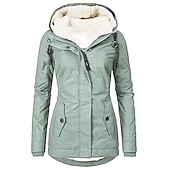 economico giacca attiva-Per donna Parka Esterno Strada Casual Autunno Inverno Standard Cappotto Morbido Sportivo Informale Giacca Manica lunga Tinta unica Cerniera Tasche Nero Viola Rosa / Piumino &amp; Parka / Poliestere
