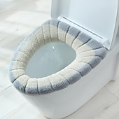 お買い得  トイレのふたとタンクカバー-柔らかい便座カバーパッド 厚くて暖かい 伸縮性のある洗える布 トイレはすべての楕円形の便座にフィットします