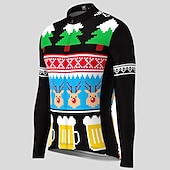 billiga Tröjor för män-herrcykeltröja långärmad cykeltröja med 3 bakfickor ful jul rolig jul mountainbike mtb landsvägscykel cykling andas snabbtorkande fukttransporterande reflexremsor svart