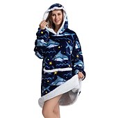 cheap Wearable Blanket-Womened Blanket Wearable Blanket, Sleepwear Fleece Sherpa Blanket Sweatshirt with Pocket and Sleeves