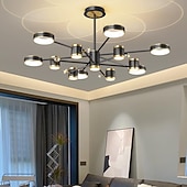 economico Luci a sospensione-lampada a sospensione a led dimmerabile, lampadario sputnik moderno cerchio a 12 luci paralume in acrilico lampada da soffitto in metallo vintage con finitura cromata per isola cucina sala da pranzo