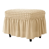 economico Fodera per poggiapiedi-fodera per pouf in spandex seersucker, fodera per poggiapiedi rettangolare elasticizzata bordeaux, fodere lavabili e sfoderabili per pouf contenitore, protezione in spandex alta per poggiapiedi