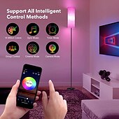 abordables lámpara de mesa y de piso-lámpara de pie led para sala de estar dormitorio lámpara de pie inteligente con alexa aplicación asistente de google control remoto lámpara de pie moderna alta con pantalla de lino bombilla de 16