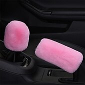 cheap Steering Wheel Covers-6 Pcs/Set Fluffy Faux Wool Car Steering Wheel Cover  Furry Seatbelt Shoulder Pads Auto Center Console Armrest Pads Gear Shift Knob Cover Handbrake Cover Universal Warm Winter