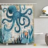 levne Sprchové závěsy-Závěs do sprchy s háčky 180cm*180cm(70&quot;*70&quot;) polyester pratelný voděodolný vzor oceánské krajiny