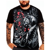 economico magliette da uomo taglie forti-Per uomo Plus Size maglietta Grande e alto Pop art Girocollo Stampa Manica corta Primavera estate Di tendenza Streetwear Essenziale Comodo Informale Sport Top