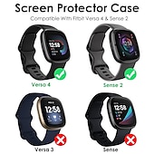 abordables Estuche para reloj inteligente-3 paquetes Caja de reloj con protector de pantalla Compatible con Fitbit Versa 4 Sense 2 Resistente a arañazos Escabroso Cubierta completa de parachoques Vidrio Templado / computadora dura Reloj