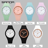 cheap Quartz Watches-SANDA  Womens Watches Casual Fashion Quartz Watch Waterproof Drop Resistant HD Digital Scale Display Women Clock 6056