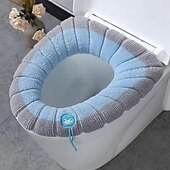 お買い得  トイレのふたとタンクカバー-柔らかい便座カバーパッド 厚くて暖かい 伸縮性のある洗える布 トイレはすべての楕円形の便座にフィットします