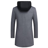 baratos Trench coat masculino-Homens Casaco de inverno Casaco de lã Casaco Roupa Diária Para Noite Inverno Lã Térmico / Quente Lavável agasalhos Roupa Moda Aquecimento Cor Sólida Capuz removível Com Capuz Não Trespassado