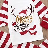 voordelige Pyjama&#039;s-Familie-look Kerst Familie Pyjama Pyjama  Gestreept Brief Huis Wit Lange mouw Mama En Ik Outfits Dagelijks Bijpassende outfits