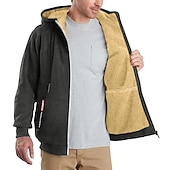 cheap Fleece Sweatshirts-Men&#039;s Zip Hoodie Sweatshirt Sweat Jacket Sherpa Black White Wine Army Green Navy Blue Hooded Solid Color Zipper Cool Basic Casual Winter Clothing Apparel Hoodies Sweatshirts  Long Sleeve