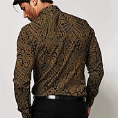 cheap Ethnic Pattern-Men&#039;s Floral Shirt Button Up Shirt Long Sleeve Vintage Fashion Designer Outdoor Casual Holiday Fall &amp; Winter Stand Collar Print Button-Down Black White Yellow Blue Brown