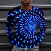 cheap 3D T shirts-Men&#039;s Graphic Prints Spiral Stripe T shirt Long Sleeve T shirt 3D Print Crew Neck Shirt Designer Casual Big and Tall Daily Holiday A B C Spring &amp;  Fall Clothing Apparel S M L XL XXL 3XL 4XL