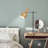 baratos candeeiro de mesa e chão-Lâmpada de mesa para leitura led 22.25 &quot;lâmpada de mesa de metal para escritório quarto sala de estudo sala de estar mesa de cabeceira lâmpadas de cabeceira latão acabamento de acento dourado 5w lâmpada incluída